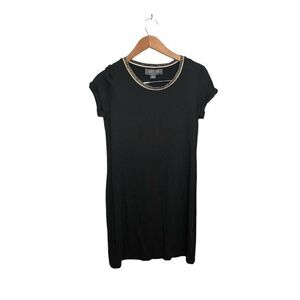 Coercion London Shirt Dress Womens‎ Small Short Sleeve Shift Metallic Neck Black